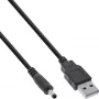 InLine USB līdzstrāvas adaptera kabelis, USB A vīrišķais uz DC spraudni 4.0x1.70mm, melns, 1m