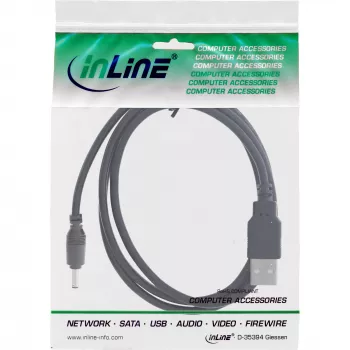 InLine USB līdzstrāvas adaptera kabelis, USB A vīrišķais uz DC spraudni 4.0x1.70mm, melns, 1m