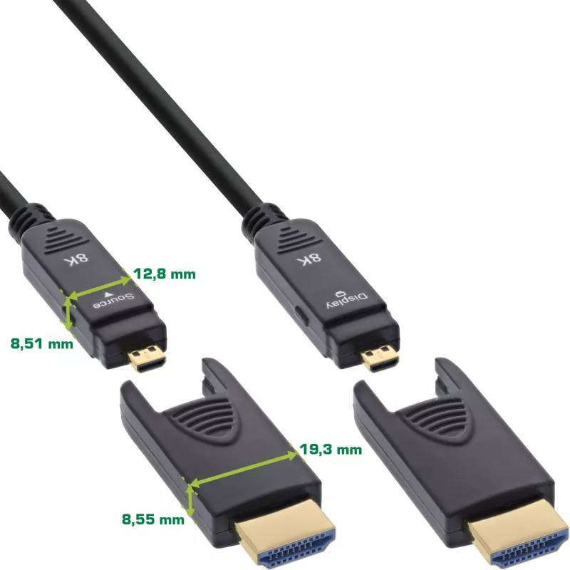 InLine HDMI AOC kabelis, Ultra High Speed HDMI, 8K4K, atdalāms spraudnis, 20m