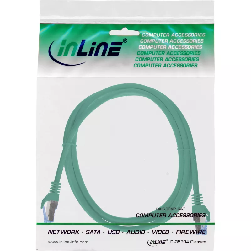 InLine 72633G tīkla kabelis Zaļš 0.3 m Cat6a S/FTP (S-STP)