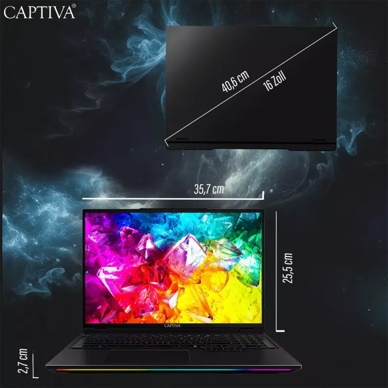 Pārnēsājamais dators CAPTIVA 92279 16 collu AMD Ryzen 9 32GB SSD Windows 11 Pro