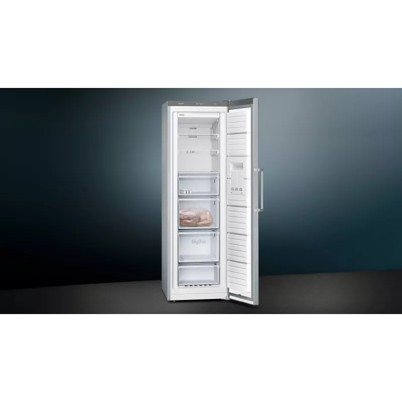 Siemens iQ300 GS36NVIEP brīvstāvošs saldētavas skapis, 242 L, No Frost, nerūsējošais tērauds
