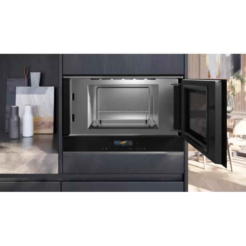 Siemens iQ700 BE732R1B1 kombinētā mikroviļņu krāsns, iebūvējama, 21 L, 900 W, melna