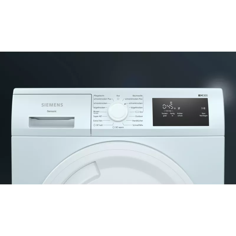 Siemens iQ300 WT43H003 veļas žāvētājs Brīvstāvošs Priekšējā ielāde 7 kg Balts