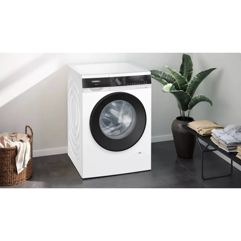 Veļas mazgājamā mašīna Siemens iQ500 WG44G2Z22, priekšējā ielāde, 9 kg, 1351 apgr./min, melna, balta