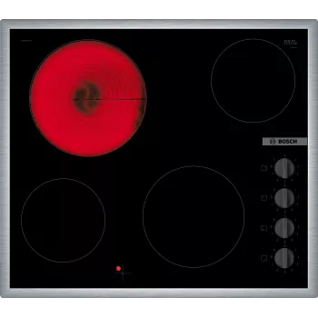 Bosch Serie 2 PKE645CA2E keramikas plīts virsma, melna, nerūsējošais tērauds, iebūvējama, 60 cm, 4 zonas