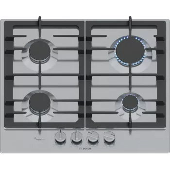 Bosch Serie 6 PCP6A5I90 gāzes plīts virsma, nerūsējošais tērauds, iebūvējama, 60 cm, 4 zonas