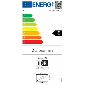 27 collu MSI Pro MP275PGN E14 dators monitors, 1920×1080 Full HD IPS, 4 ms, 300 cd/m², VESA, skaļruņi, augstuma regulēšana, melns