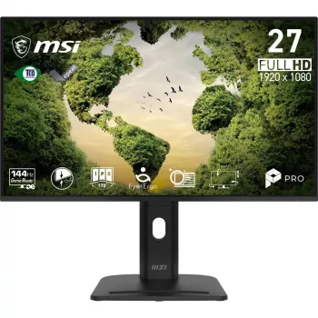 27 collu MSI Pro MP275PGN E14 dators monitors, 1920×1080 Full HD IPS, 4 ms, 300 cd/m², VESA, skaļruņi, augstuma regulēšana, melns