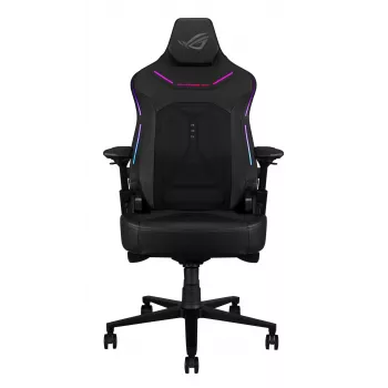 Universāla spēļu krēsls ASUS ROG Courser — polsterēts sēdeklis, maks. svars 136 kg, sēdeklis 670×700 mm, min. augstums 140 cm, melns