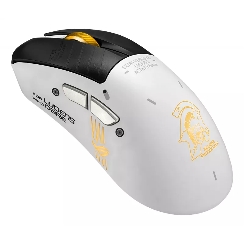 Spēļu pele ASUS ROG Keris II Origin-KJP, labā roka, optiskā 42 000 DPI, RF bezvadu + Bluetooth + USB-A, 6 pogas, daudzkrāsaina