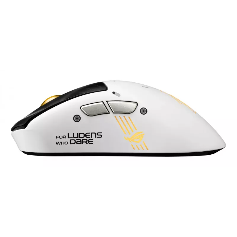 Spēļu pele ASUS ROG Keris II Origin-KJP, labā roka, optiskā 42 000 DPI, RF bezvadu + Bluetooth + USB-A, 6 pogas, daudzkrāsaina