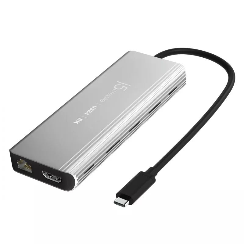 j5create JCD403 USB4 8K daudzportu centrmezgls USB Type-C HDMI RJ-45