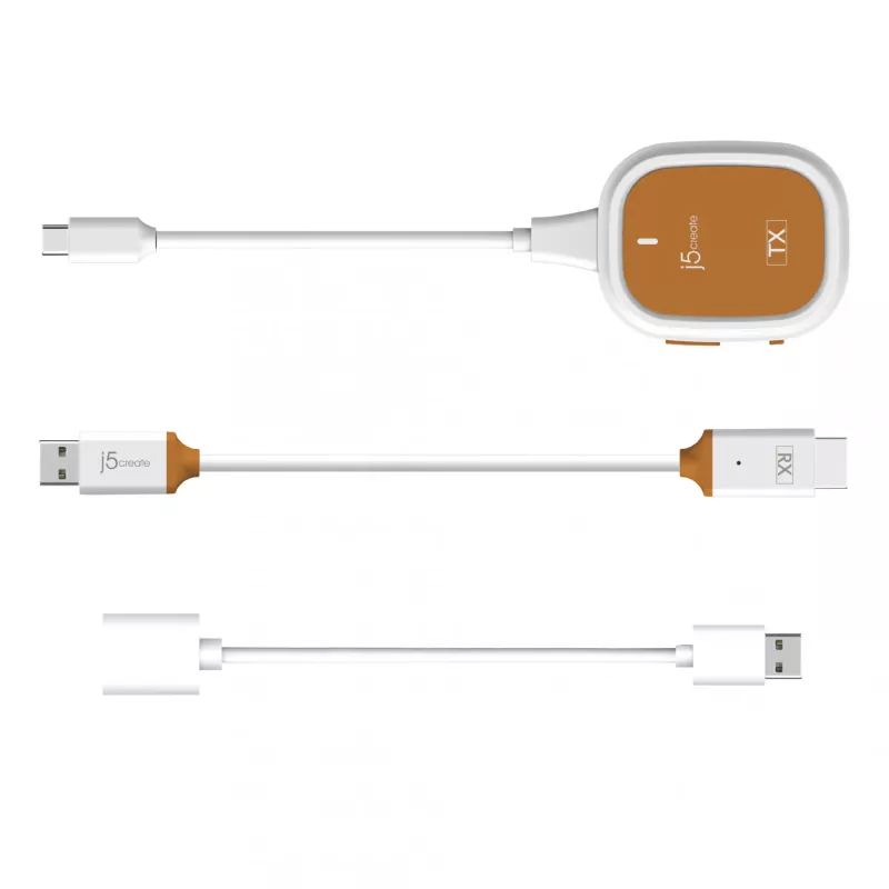 j5create ScreenCast FHD USB-C bezvadu displeja pagarinātājs, dongle, USB, USB Type-C, balts, 1 A, 0 - 40 °C