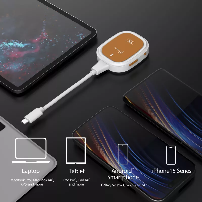j5create ScreenCast FHD USB-C bezvadu displeja pagarinātājs, dongle, USB, USB Type-C, balts, 1 A, 0 - 40 °C