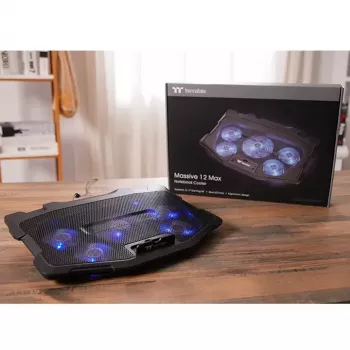 Dzesēšanas paliktnis klēpjdatoram Thermaltake Massive 12 Max 43.2 cm 5 ventilatori Melns