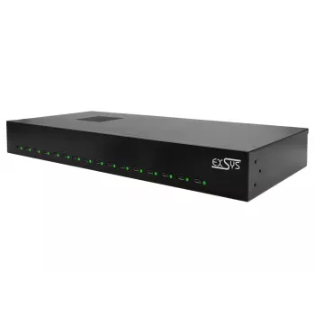 EXSYS EX-11016 Universāls 16 portu USB-C ātrās uzlādes lādētājs melns