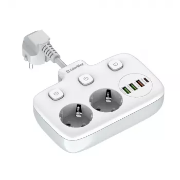 Sienas kontaktligzda ColorWay CW-CHE24PDW ar iebūvētu 24 W USB-C Power Delivery pieslēgvietu