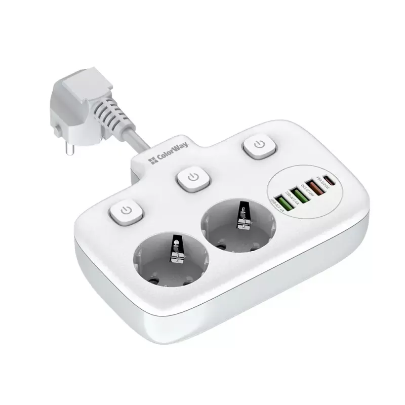 Sienas kontaktligzda ColorWay CW-CHE24PDW ar iebūvētu 24 W USB-C Power Delivery pieslēgvietu