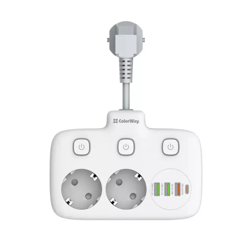 Sienas kontaktligzda ColorWay CW-CHE24PDW ar iebūvētu 24 W USB-C Power Delivery pieslēgvietu