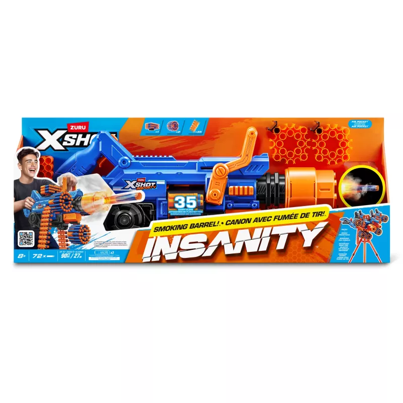 Zuru XSHOT Insanity Smoke N Barrel darbības šautene ar 72 putu bultām