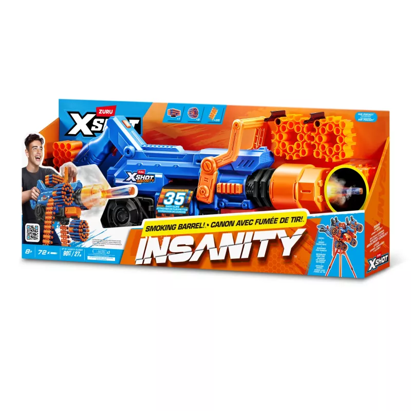 Zuru XSHOT Insanity Smoke N Barrel darbības šautene ar 72 putu bultām