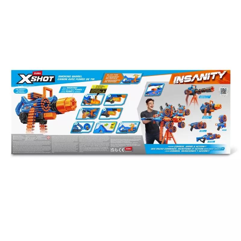 Zuru XSHOT Insanity Smoke N Barrel darbības šautene ar 72 putu bultām