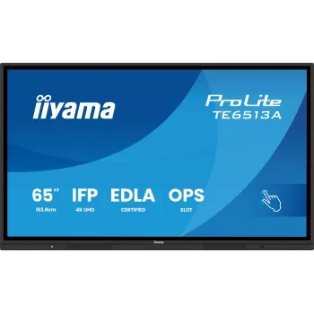 Interaktīvais plakanā ekrāna panelis IIYAMA TE6513A-B2AG 64,5 collas (163,8 cm) 4K UHD 500 cd/m² Wi-Fi Android 24/7 skārienekrāns