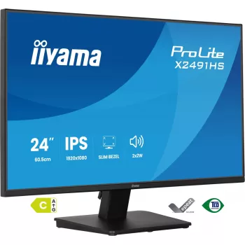 IIYAMA ProLite X2491HS-B1 23.8 collu (60.5 cm) Full HD IPS LCD monitors, 1920×1080, 178° skata leņķi, matēts, iebūvēti skaļruņi, VESA, melns