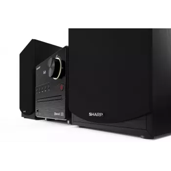 Mājas audio mikro sistēma Sharp XL-B512(BK) — 45 W, viena optiskā diska atskaņotājs, FM radio, MP3, banānu savienotāji, melna