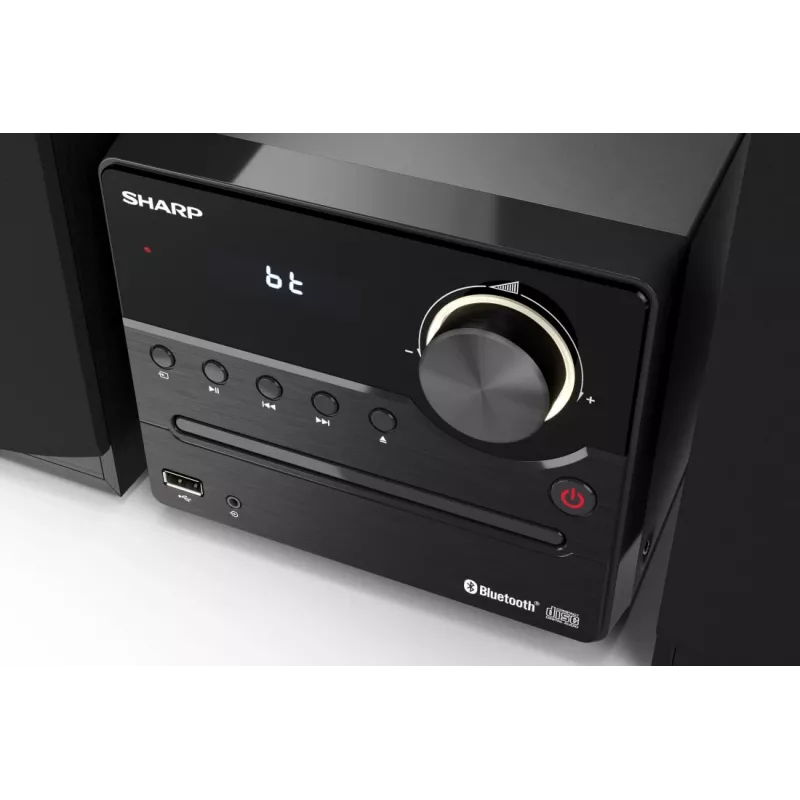 Mājas audio mikro sistēma Sharp XL-B512(BK) — 45 W, viena optiskā diska atskaņotājs, FM radio, MP3, banānu savienotāji, melna