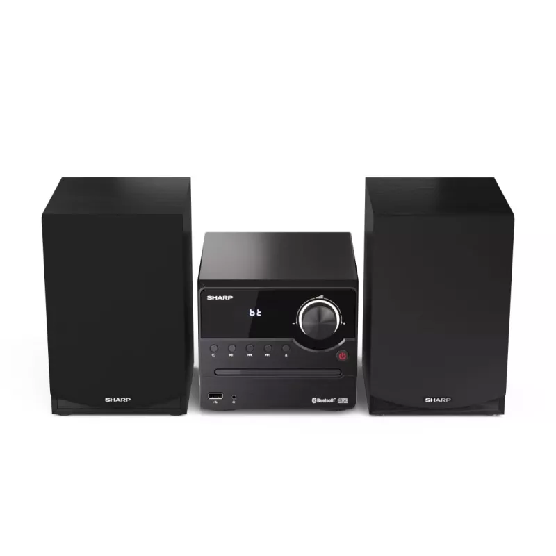 Mājas audio mikro sistēma Sharp XL-B512(BK) — 45 W, viena optiskā diska atskaņotājs, FM radio, MP3, banānu savienotāji, melna