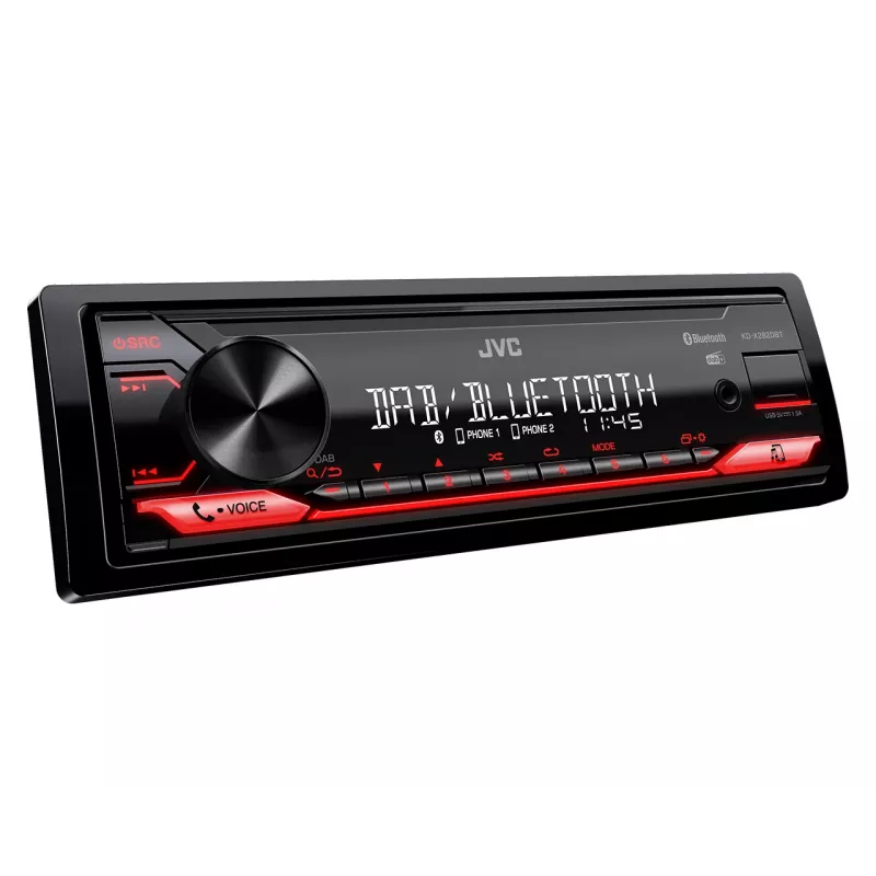 JVC KD-X282DBT automašīnas multivides uztvērējs, melns, 200 W, Bluetooth