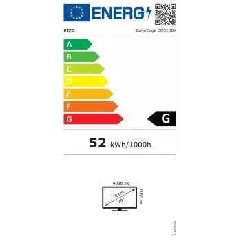 Profesionālais monitors EIZO ColorEdge CG3100X 30.5 collas (77.5 cm) 4096×2160 4K DCI IPS LCD, 17:9, USB 3.2 centrmezgls, VESA, augstuma regulējams, melns