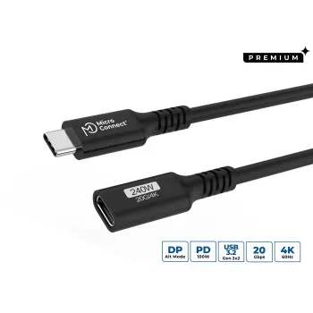 Microconnect USB3.2CC2EX USB-C kabelis USB4 Gen 2x2 2 m Melns