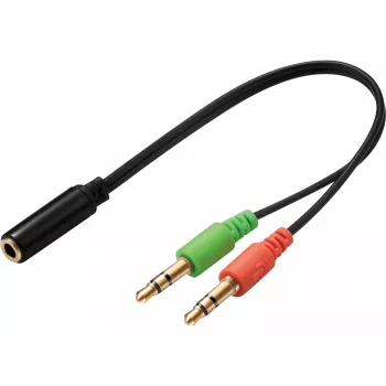 Sandberg austiņu adapteris (mobilais) PC, 2 x 3,5 mm vīrišķais, 3,5 mm sievišķais, melns