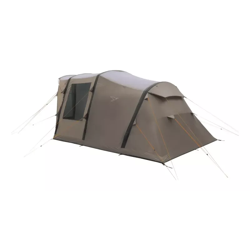 Tuneļtelts Easy Camp Senja 4 Air — 4 personām, piepūšamais rāmis, 3 m ūdensnecaurlaidīgs lietusmētelis, 460×260×195 cm, brūna