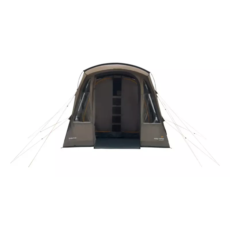 Tuneļtelts Easy Camp Senja 4 Air — 4 personām, piepūšamais rāmis, 3 m ūdensnecaurlaidīgs lietusmētelis, 460×260×195 cm, brūna