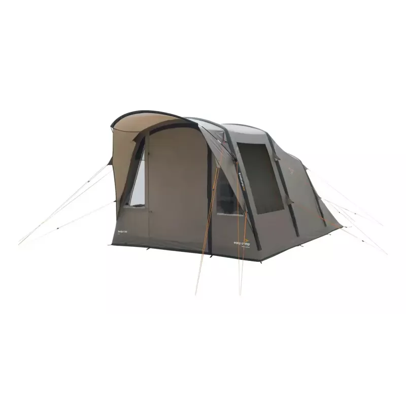Tuneļtelts Easy Camp Senja 4 Air — 4 personām, piepūšamais rāmis, 3 m ūdensnecaurlaidīgs lietusmētelis, 460×260×195 cm, brūna