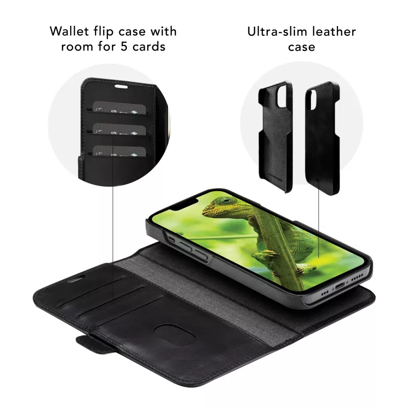 Maciņš dbramante1928 Lynge iPhone 12 mini 5.4 collu – Melns, 3 kabatas kartēm