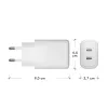 Sienas lādētājs d bramante re-charge Pro — 2× USB-C 25W, 110–240V, Balts