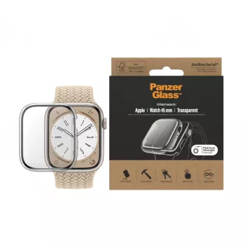 PanzerGlass pilna korpusa aizsargstikls Apple Watch Series 9 | 8 | 7 | 45mm | Caurspīdīgs