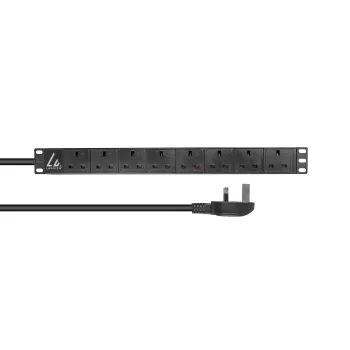 Lanview LVR-3MUK-SPD-UK8 strāvas sadales bloks 8×UK kontaktligzdas 1.4U Melns