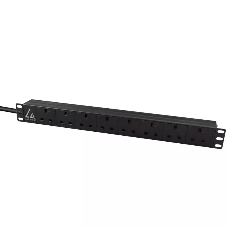 Lanview LVR-3MUK-SPD-UK8 strāvas sadales bloks 8×UK kontaktligzdas 1.4U Melns