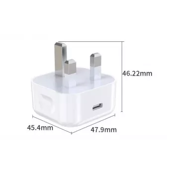 eSTUFF Home Charger USB-C PD 3A 20W, UK Spraudnis - Balts
