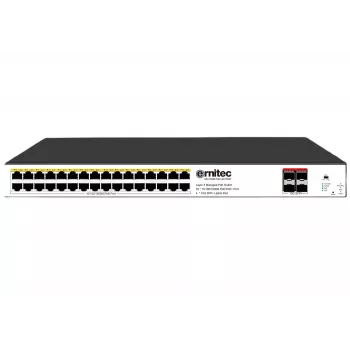 Tīkla slēdzis ERNITEC ELECTRA-M232-1GB-460W — 36 porti, 1 Gb/s, 460 W PoE budžets, pārvaldāms