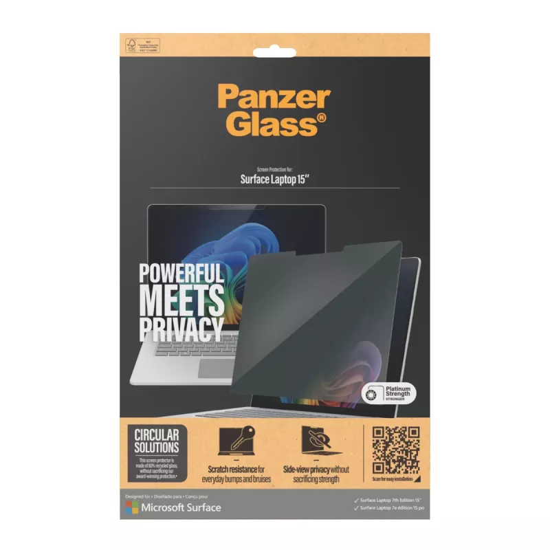 PanzerGlass® Privātuma ekrāna aizsargs Microsoft Surface Laptop 7th Edition 15'' | Ultra-Wide Fit