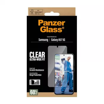 Ekrana aizsargs PanzerGlass Ultra-Wide Fit Samsung Galaxy A57 5G — caurspīdīgs, skrāpējumiem izturīgs