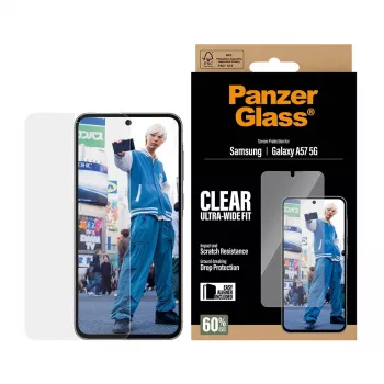 Ekrana aizsargs PanzerGlass Ultra-Wide Fit Samsung Galaxy A57 5G — caurspīdīgs, skrāpējumiem izturīgs