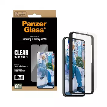 PanzerGlass Ekrāna aizsargs Ultra-Wide Fit Samsung Galaxy A37 5G — caurspīdīgs, izturīgs pret skrāpējumiem